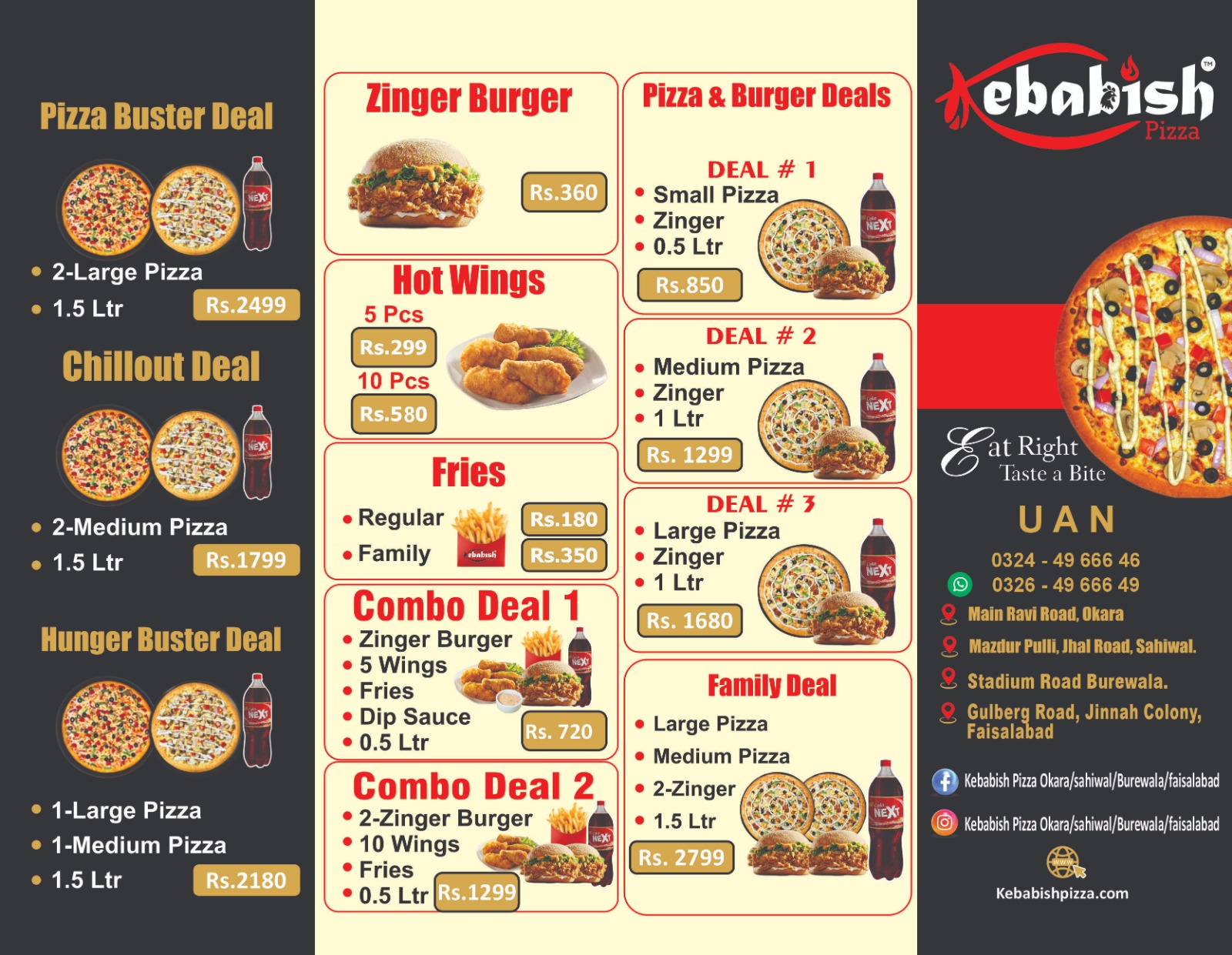 Kebabish Pizza Menu