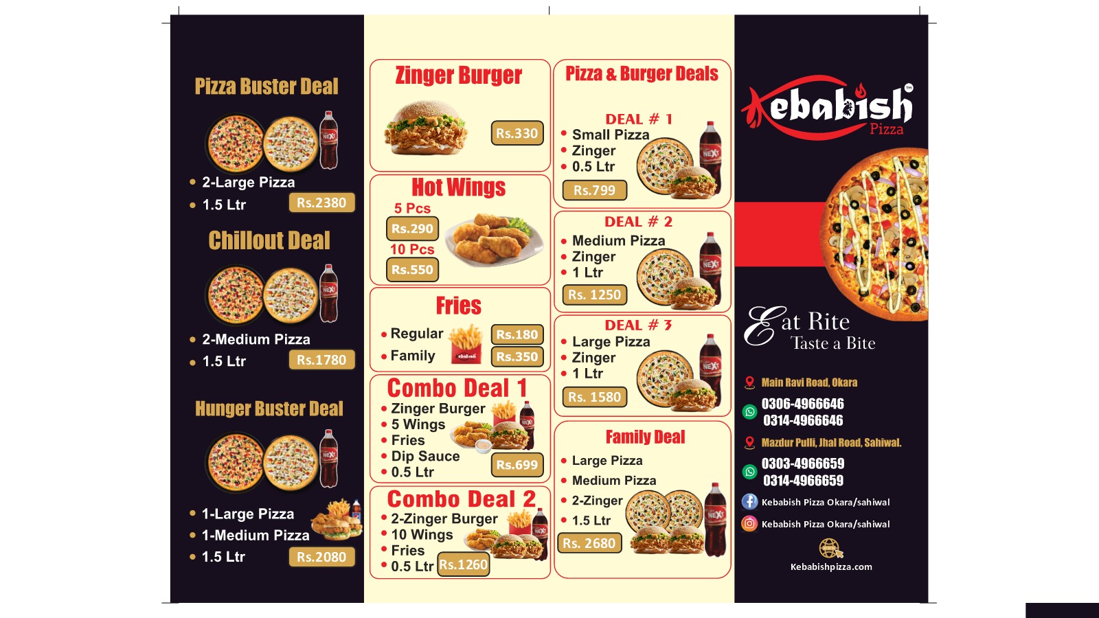 Kebabish Pizza Menu
